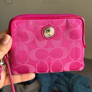 Coach Fuchsia Signature Wristlet